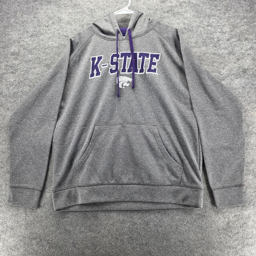 Kansas State Wildcats Hoodie Mens Large Gray NCAA Basketball Pullover Champion